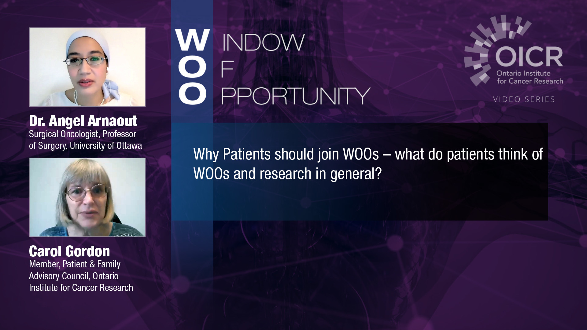 WOO SERIES - Patients perspectives on WOOs  as a clinical research tool
