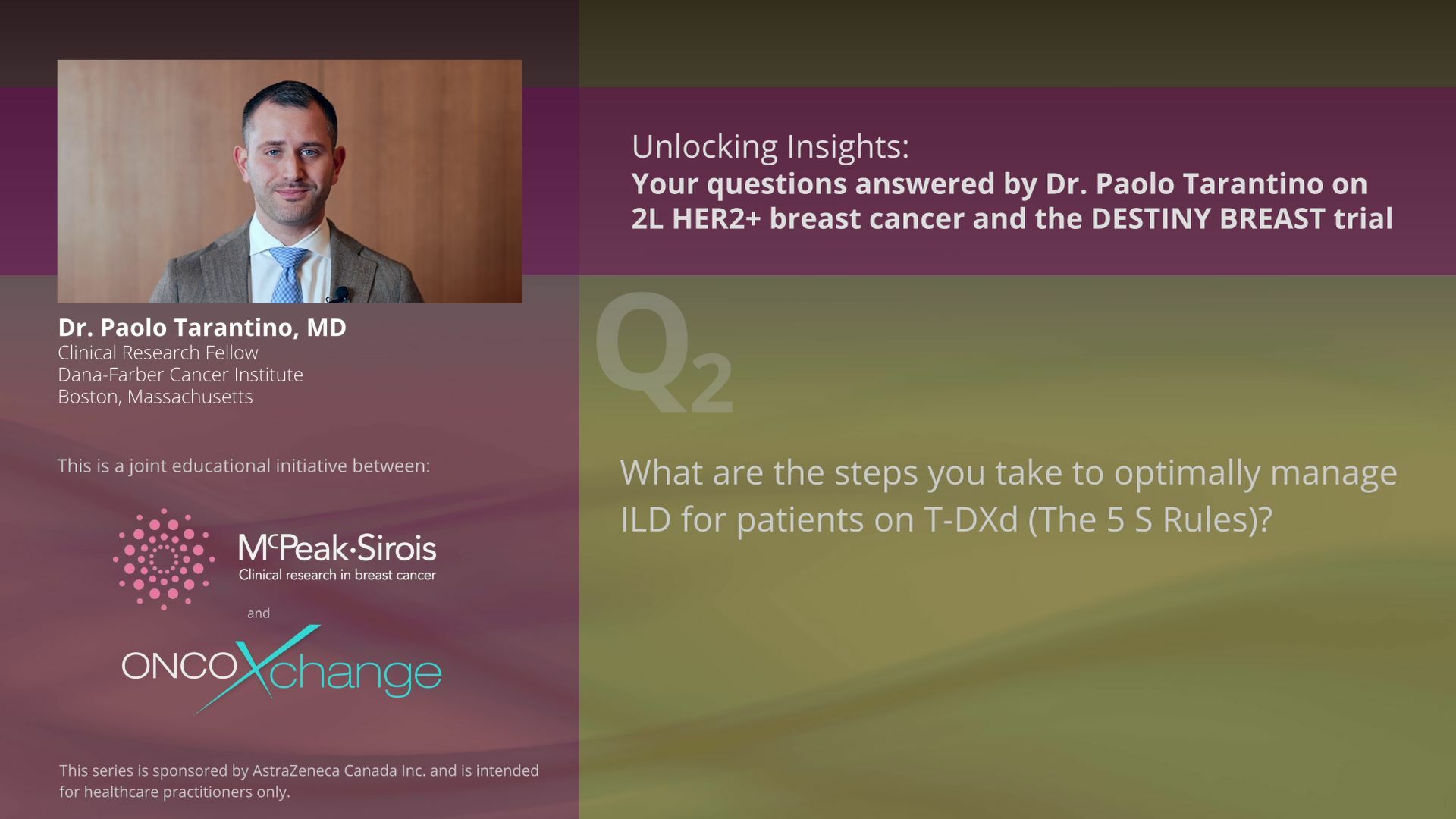 Q2: What are the steps you take to optimally manage ILD for patients on T-DXd (The 5 S Rules)?